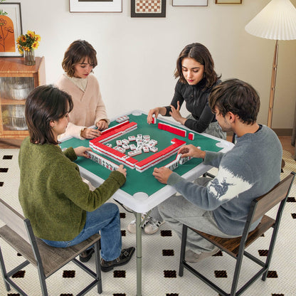 90cm Foldable Mahjong Table | Portable Green Felt Cup Holders