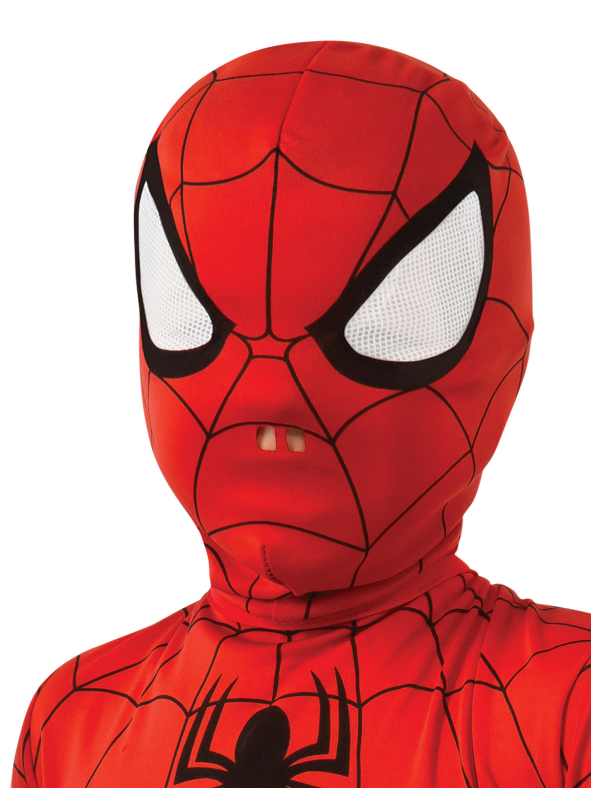 Spider-Man jumpsuit for children features vibrant digital print design and full-body coverage for authentic superhero play.