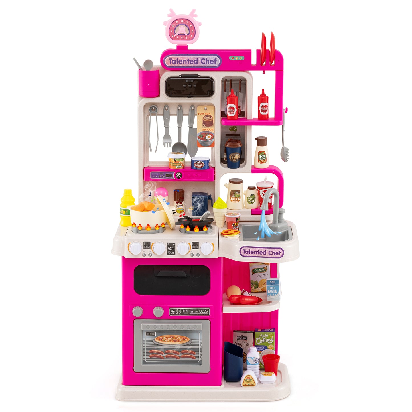 95 Piece Pink Kitchen Playset | Realistic Sounds & Water Faucet