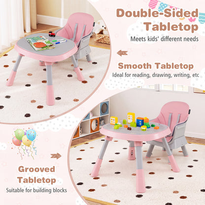 15-in-1 Pink Convertible Baby High Chair | Adjustable Tray & Harness