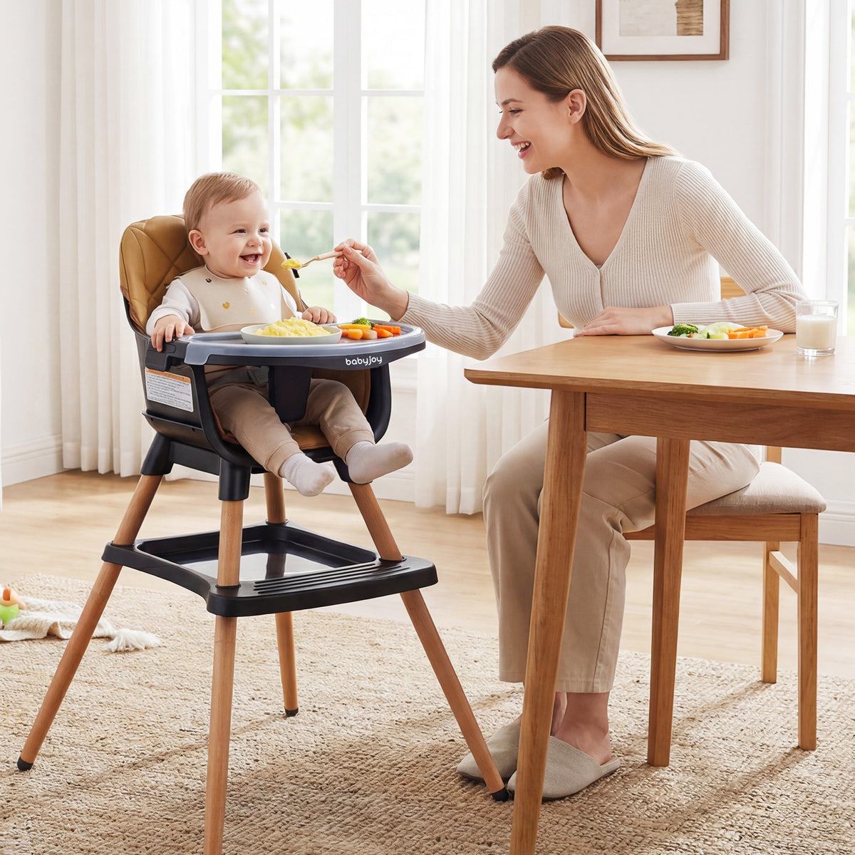 9 In 1 Black Convertible High Chair | Waterproof Cushion & Booster