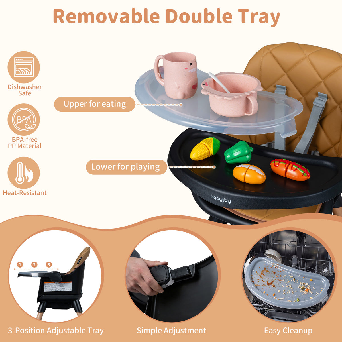 9 In 1 Black Convertible High Chair | Waterproof Cushion & Booster