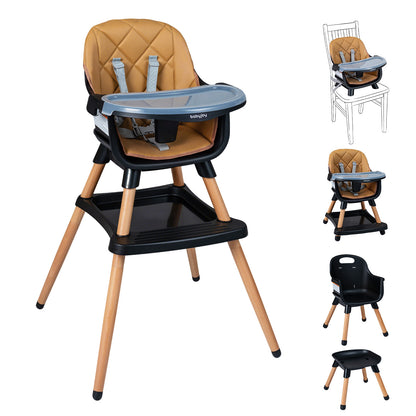 9 In 1 Black Convertible High Chair | Waterproof Cushion & Booster