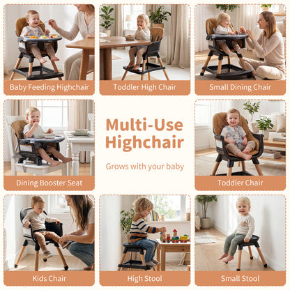 9 In 1 Black Convertible High Chair | Waterproof Cushion & Booster