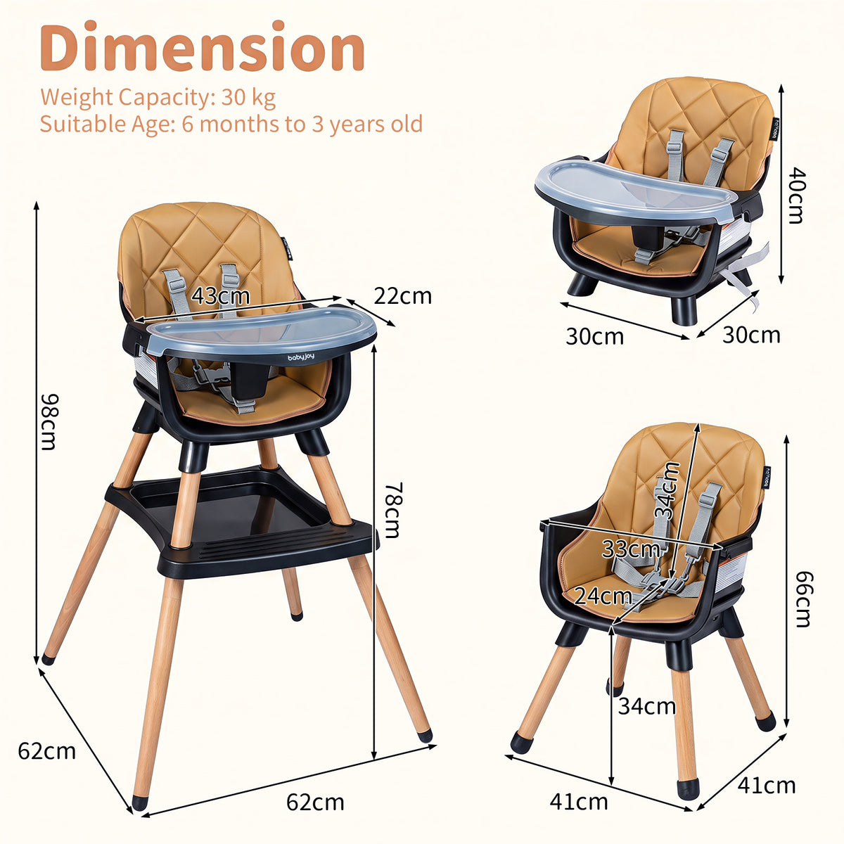 9 In 1 Black Convertible High Chair | Waterproof Cushion & Booster