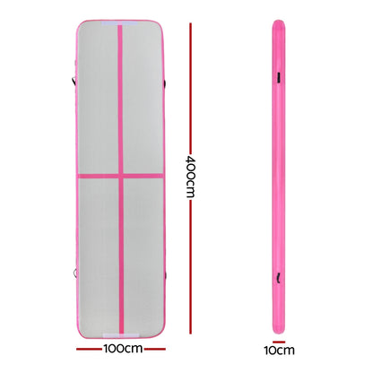 Everfit 4M Air Track Gymnastics Tumbling Exercise Cheerleading Mat Inflatable Pink