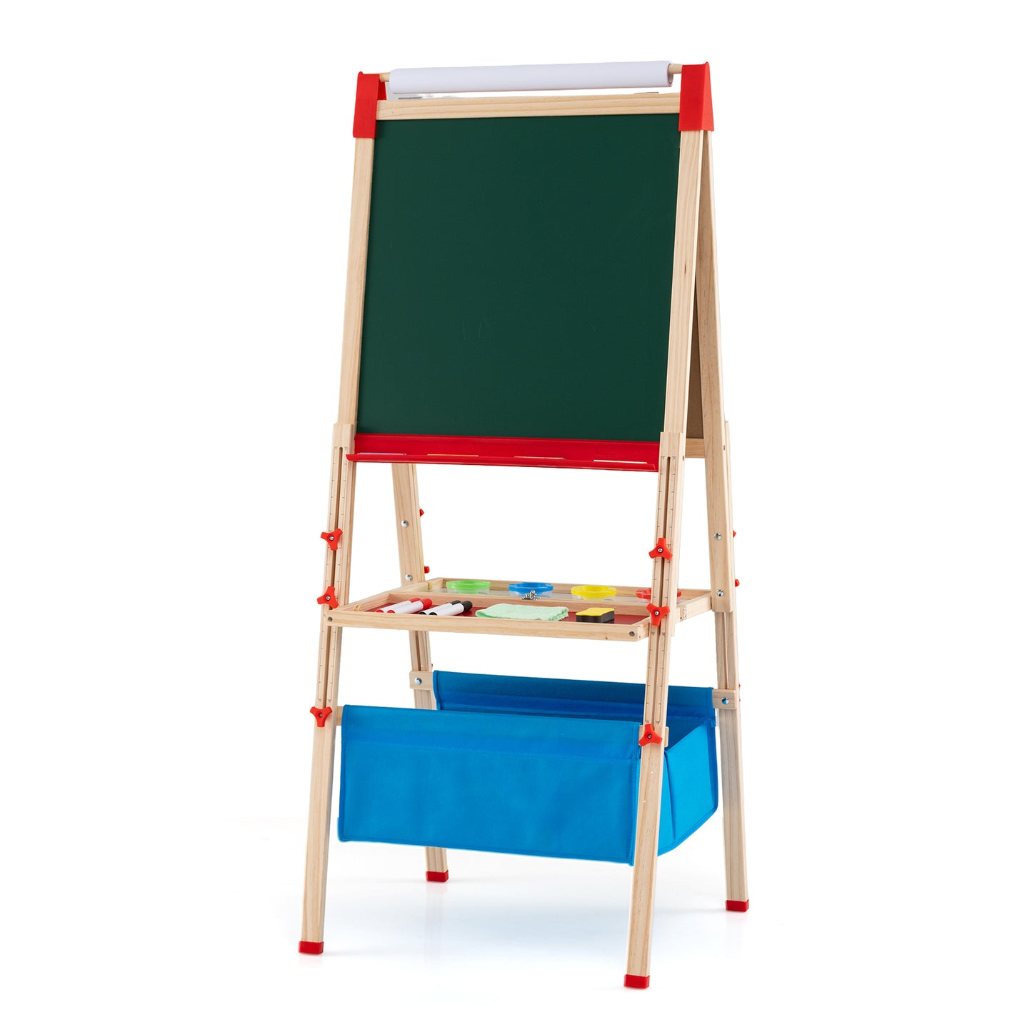 Kids Adjustable Art Easel | Magnetic Chalkboard Whiteboard Red