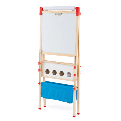 Kids Adjustable Art Easel | Magnetic Chalkboard Whiteboard Red