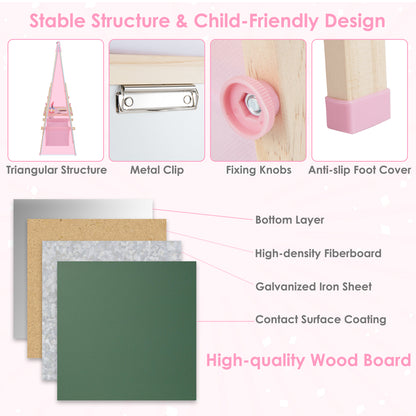 Pink 3-In-1 Adjustable Kids Art Easel | Magnetic Boards Included