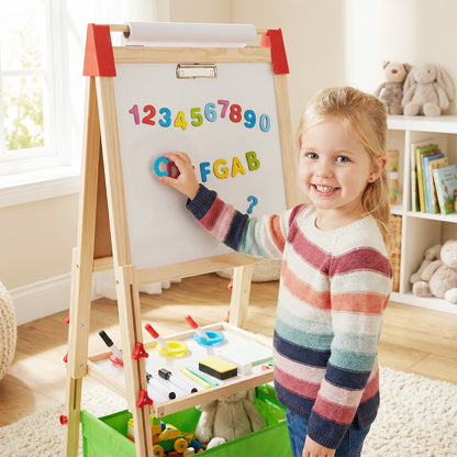 Green Adjustable Kids Art Easel | Magnetic Chalkboard Whiteboard