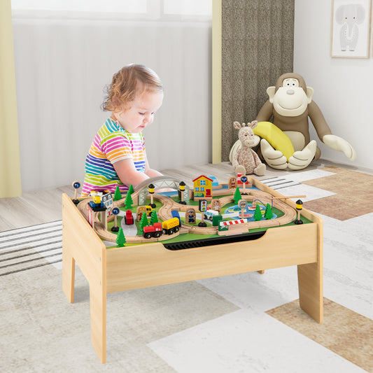 5-in-1 Wooden Activity Table Natural | 78 Toys Train Building