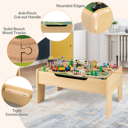 5-in-1 Wooden Activity Table Natural | 78 Toys Train Building