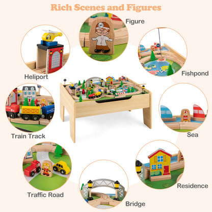 5-in-1 Wooden Activity Table Natural | 78 Toys Train Building