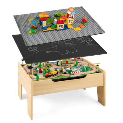 5-in-1 Wooden Activity Table Natural | 78 Toys Train Building