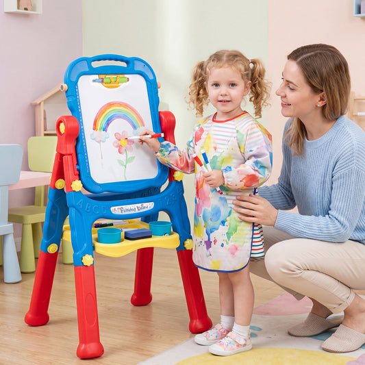 Costway Art Easel for Kids Height Adjustable with 22 Accessories for Creative Play-Blue