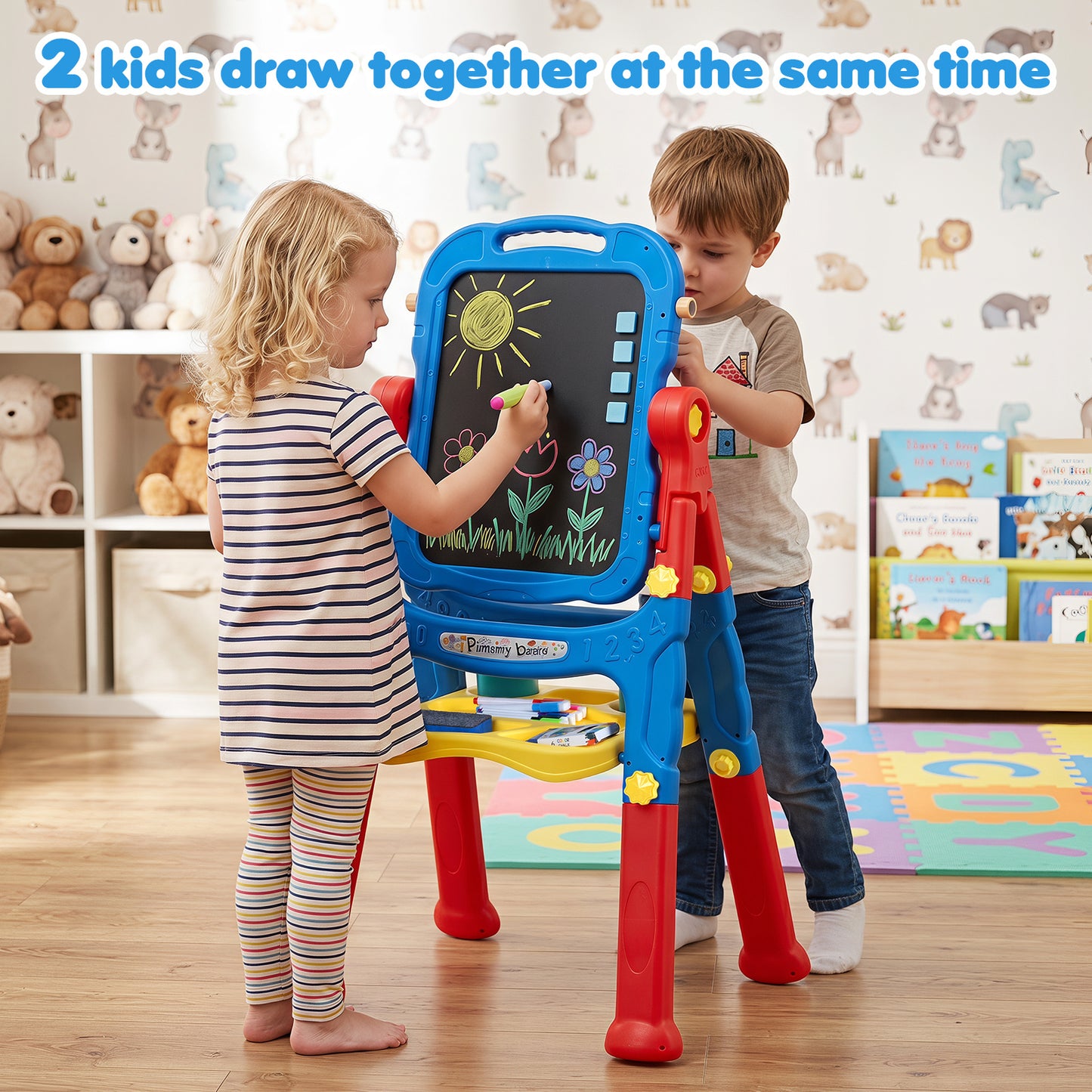Blue Kids Art Easel | 4-In-1 Height Adjustable With 22 Accessories