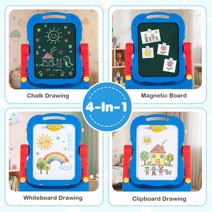 Blue Kids Art Easel | 4-In-1 Height Adjustable With 22 Accessories