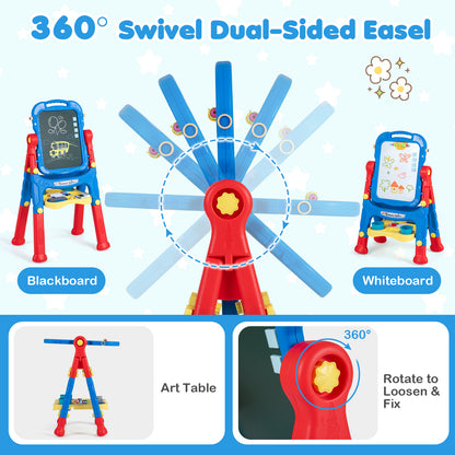 Blue Kids Art Easel | 4-In-1 Height Adjustable With 22 Accessories