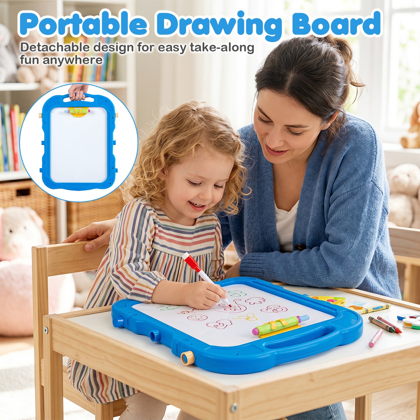 Blue Kids Art Easel | 4-In-1 Height Adjustable With 22 Accessories