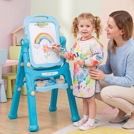 Costway Art Easel for Kids Height Adjustable with 22 Accessories for Creative Play-Green