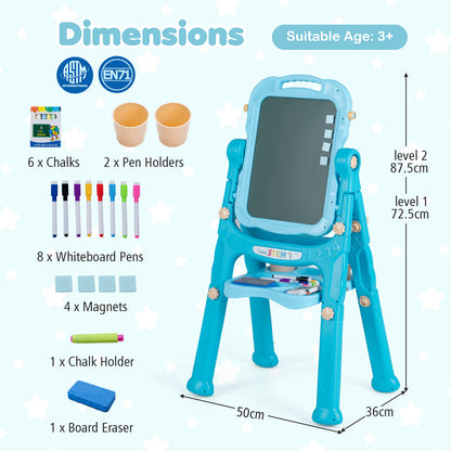 Green Kids Art Easel | 4-in-1 Height Adjustable With 22 Accessories