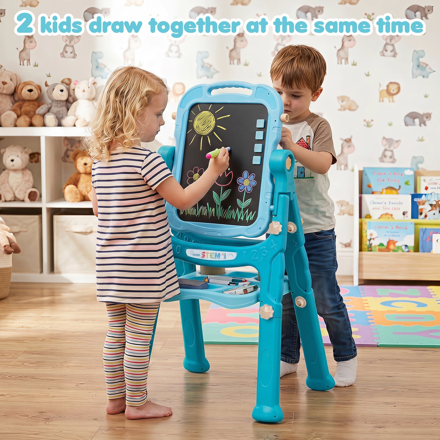 Green Kids Art Easel | 4-in-1 Height Adjustable With 22 Accessories
