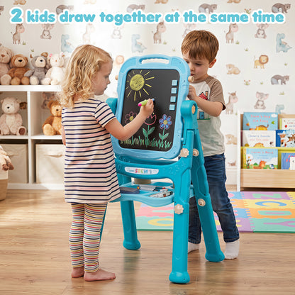 Green Kids Art Easel | 4-in-1 Height Adjustable With 22 Accessories