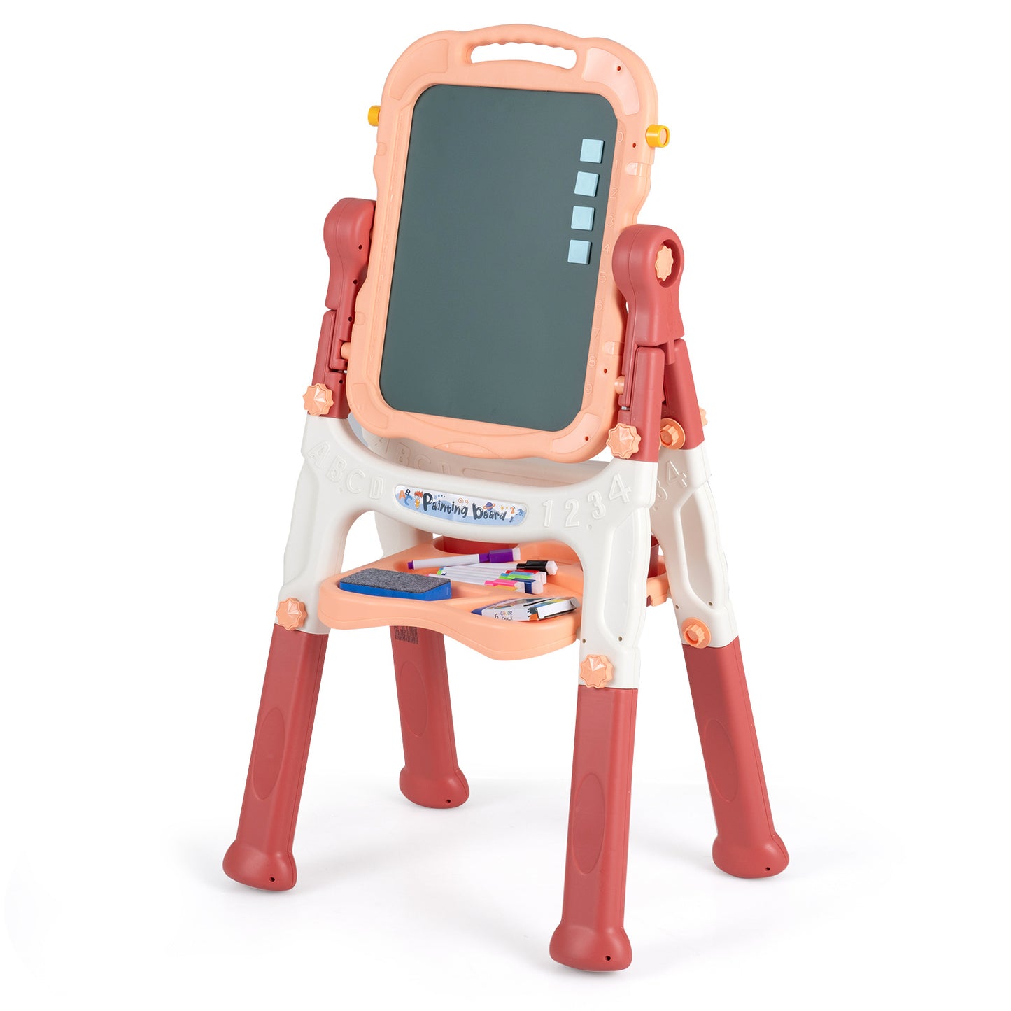 Pink Kids Art Easel | 4-In-1 Height Adjustable With 22 Accessories