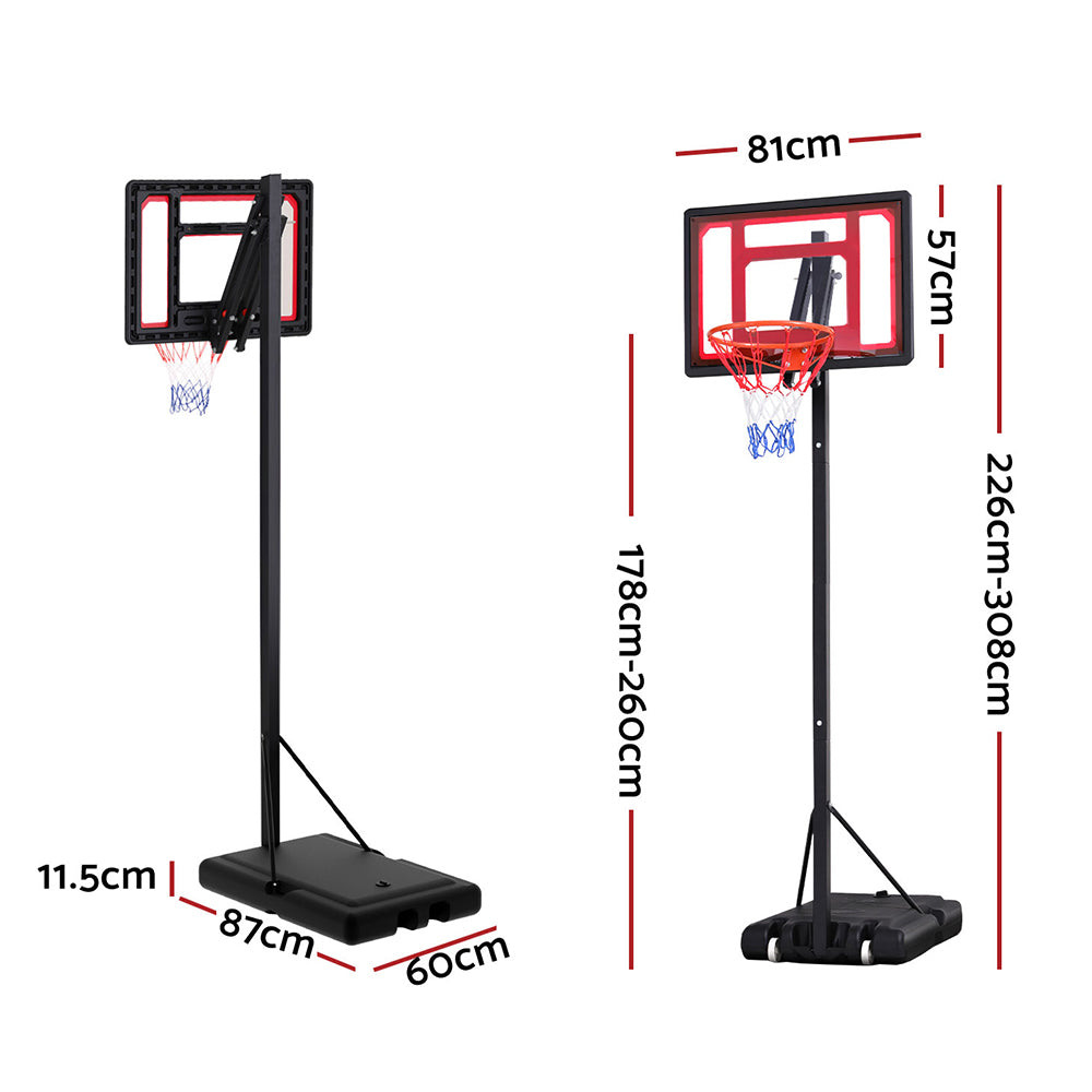 Everfit Kids 2.6M Portable Basketball Hoop Stand for home play, adjustable height.