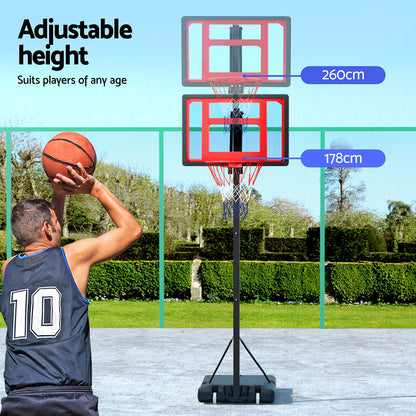 Everfit Kids Portable Basketball Hoop (2.6M) ideal for home play, adjustable for growing players.