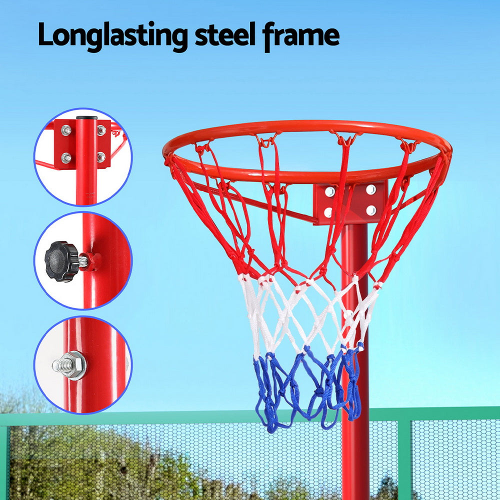 Adjustable Netball Hoop Stand for kids and adults ideal for home practice and fun.