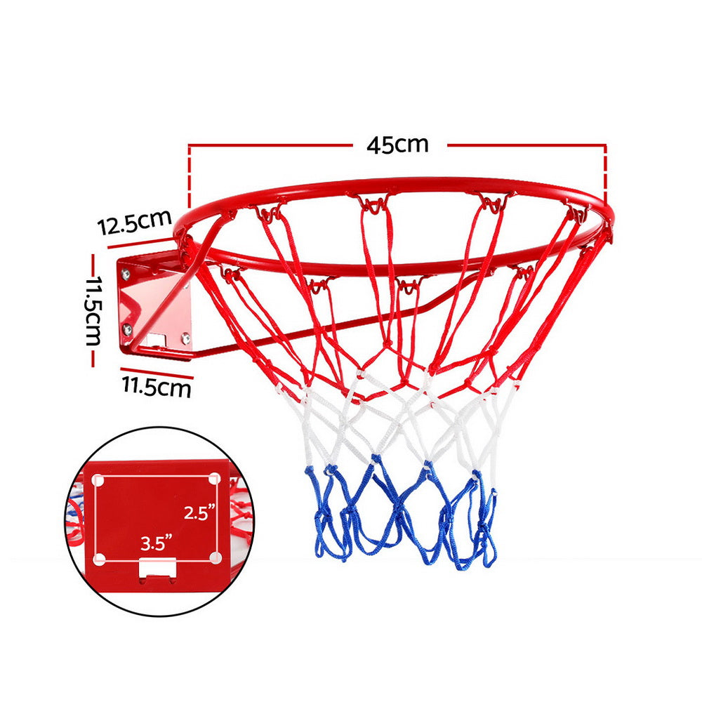 Everfit 45cm Steel Basketball Hoop with Weather-Resistant Net, ideal for kids outdoor play.