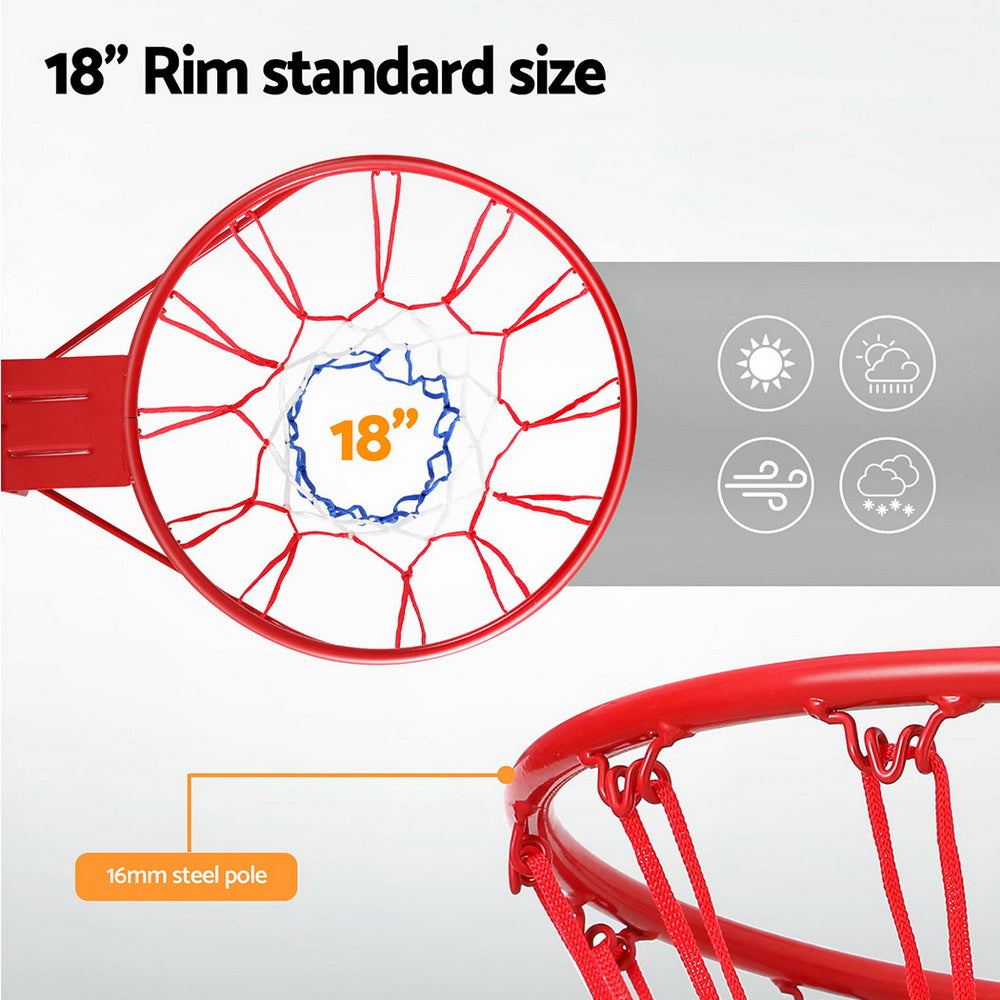 Everfit 45cm Steel Basketball Hoop with Weather-Resistant Net for kids home play.