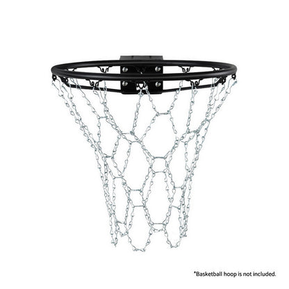 12-loop metal chain basketball net, durable for kids home hoops. Enhances outdoor play.