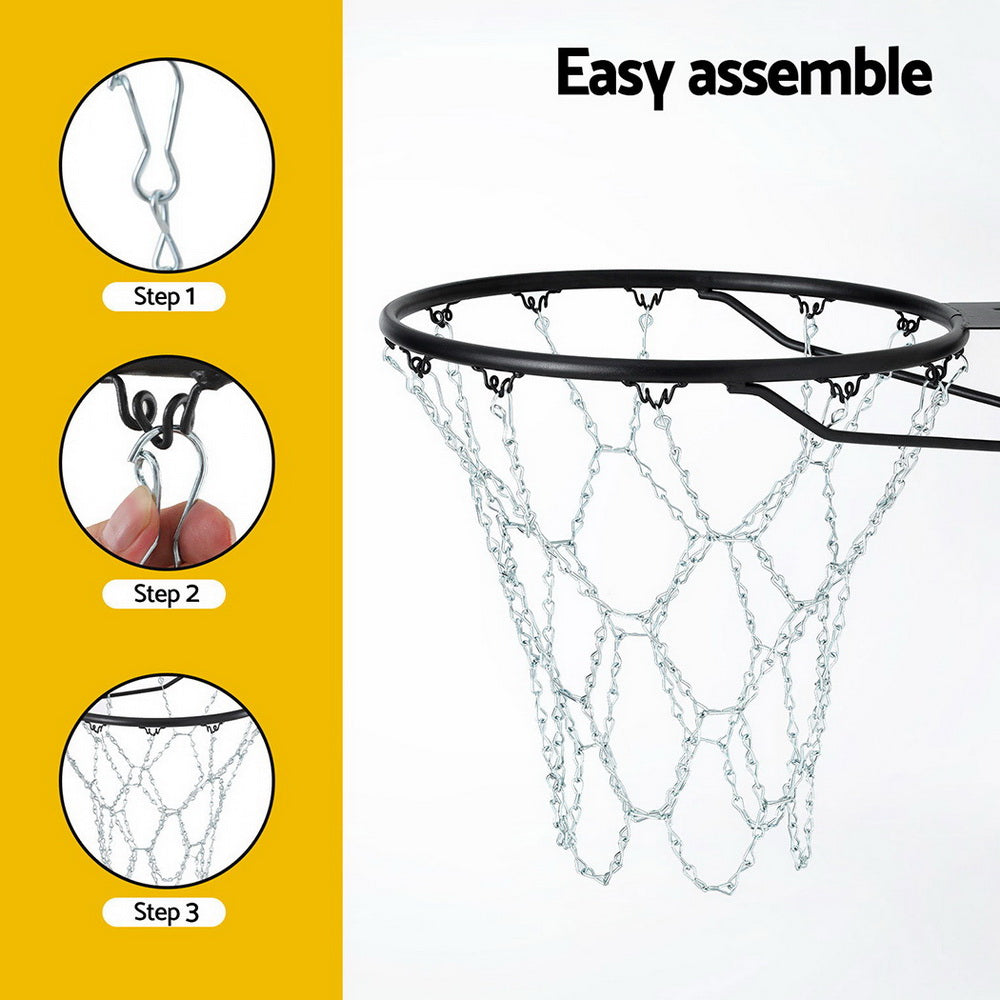 Everfit Metal Chain Basketball Net with 12 loops, durable for kids home hoops.