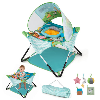 Blue Foldable Baby Jumper | Portable Activity Center with 5 Toys
