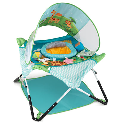 Blue Foldable Baby Jumper | Portable Activity Center with 5 Toys