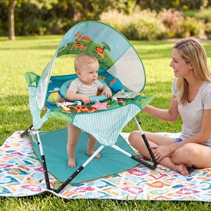 Blue Foldable Baby Jumper | Portable Activity Center with 5 Toys