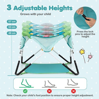 Blue Foldable Baby Jumper | Portable Activity Center with 5 Toys