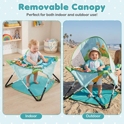 Blue Foldable Baby Jumper | Portable Activity Center with 5 Toys