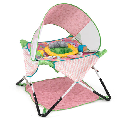 Pink Foldable Baby Jumper | Portable Activity Center with 5 Toys