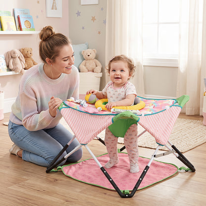 Pink Foldable Baby Jumper | Portable Activity Center with 5 Toys