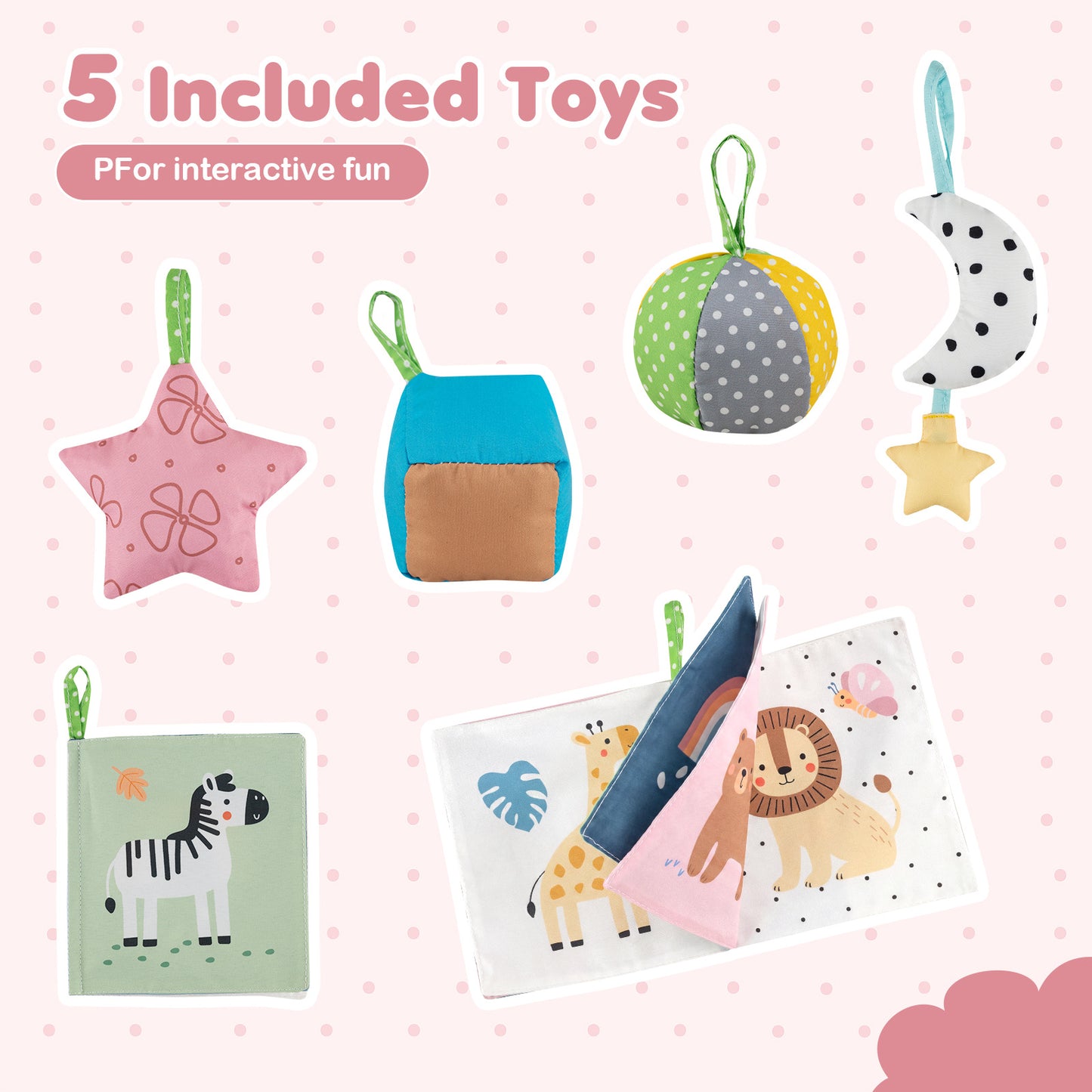 Pink Foldable Baby Jumper | Portable Activity Center with 5 Toys