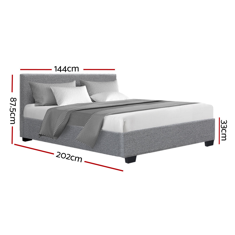 Grey NINO double bed frame with gas lift storage, ideal for childrens bedroom decor.