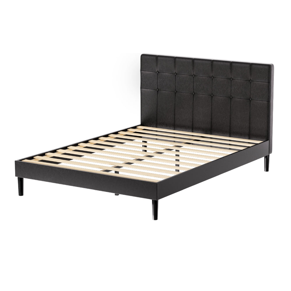 Artiss RAVI LED Double Bed Frame in Black PVC Leather - perfect for childrens room.