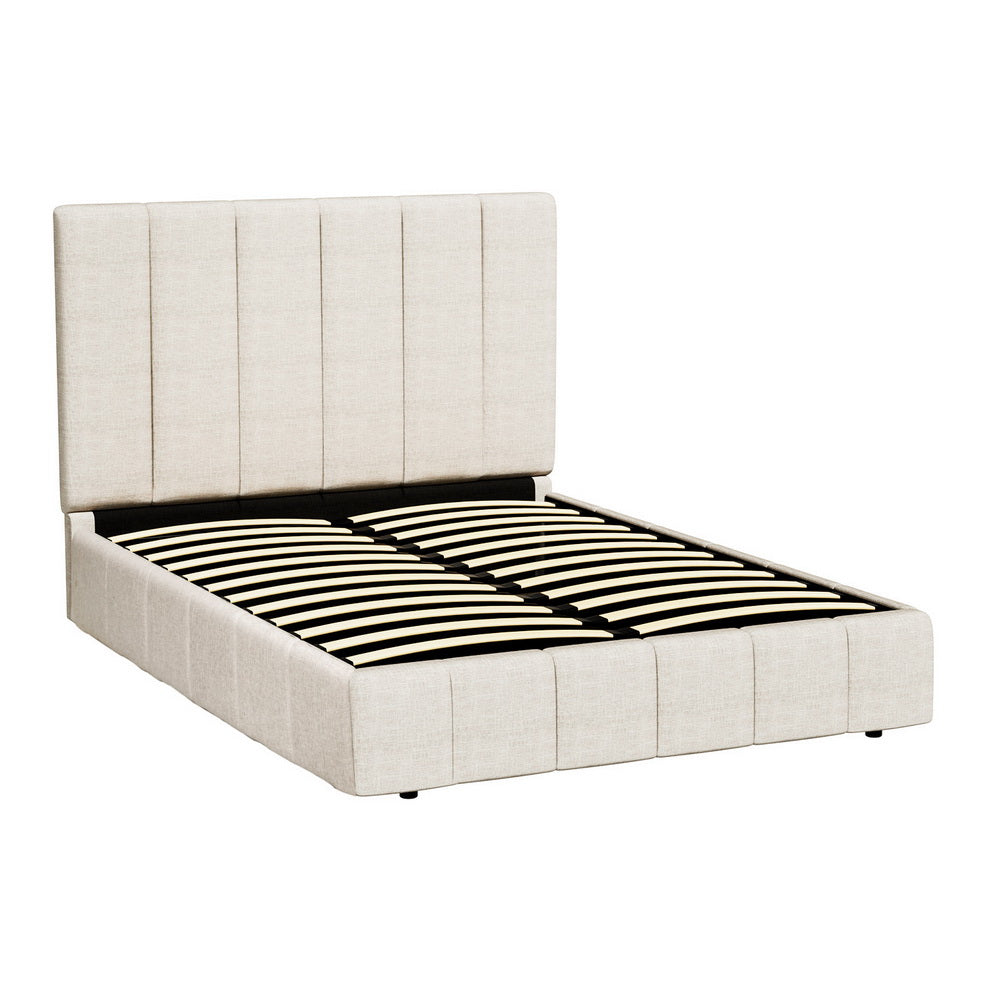 Artiss Double Bed Frame w/ Storage in Beige for Kids Room Organization & Comfort