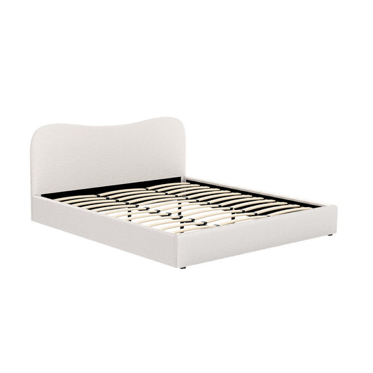 Plush king-size boucle bed frame DARA offers luxurious comfort and elegant style for modern bedrooms.