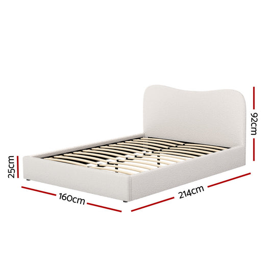 Queen size Artiss DARA bed frame featuring luxurious boucle upholstery, combining style and comfort for modern bedrooms.