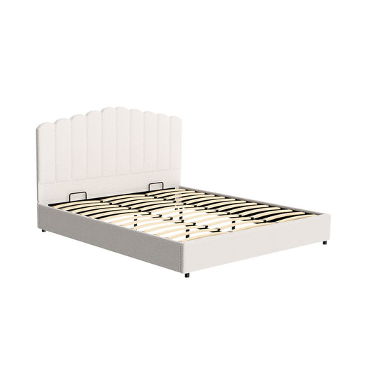 King size Artiss FION bed frame featuring luxurious boucle upholstery, blending comfort and style for modern bedrooms.