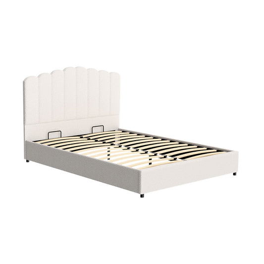 Queen size Artiss FION bed frame features luxurious boucle upholstery, blending comfort and style for modern bedrooms.